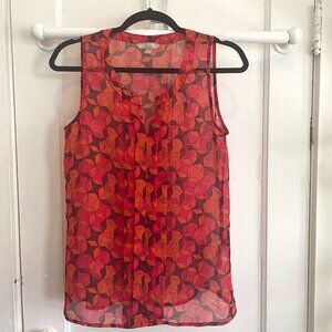 Banana Republic Women's Geometric Sleeveless Pleated Blouse| Multicolor| Small